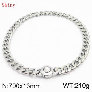 700mm Stainless Steel&Translucent Zircon Cuban Chain Necklace - KN238671-Z