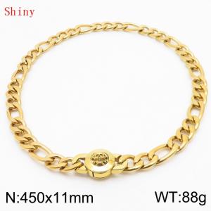 450×11mm Masculina Chains Bulk Gothic Cuban Link Necklace For Man Gold Color Skull Clasp NK Chain Stainless Steel Thick Figaro Collar Choker - KN238876-Z