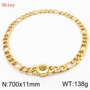 700×11mm Masculina Chains Bulk Gothic Cuban Link Necklace For Man Gold Color Skull Clasp NK Chain Stainless Steel Thick Figaro Collar Choker - KN238881-Z