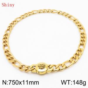 750×11mm Masculina Chains Bulk Gothic Cuban Link Necklace For Man Gold Color Skull Clasp NK Chain Stainless Steel Thick Figaro Collar Choker - KN238882-Z