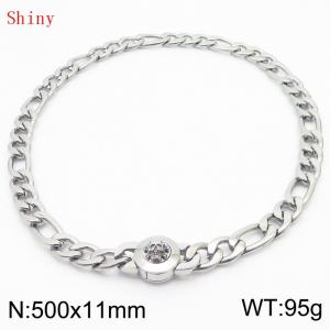500×11mm Masculina Chains Bulk Gothic Cuban Link Necklace For Man Silver Color Skull Clasp NK Chain Stainless Steel Thick Figaro Collar Choker - KN238884-Z