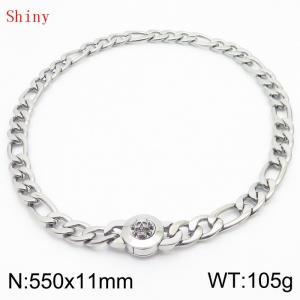 550×11mm Masculina Chains Bulk Gothic Cuban Link Necklace For Man Silver Color Skull Clasp NK Chain Stainless Steel Thick Figaro Collar Choker - KN238885-Z