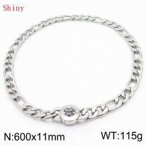600×11mm Masculina Chains Bulk Gothic Cuban Link Necklace For Man Silver Color Skull Clasp NK Chain Stainless Steel Thick Figaro Collar Choker - KN238886-Z