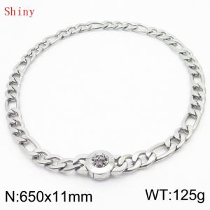 650×11mm Masculina Chains Bulk Gothic Cuban Link Necklace For Man Silver Color Skull Clasp NK Chain Stainless Steel Thick Figaro Collar Choker - KN238887-Z