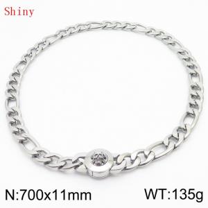700×11mm Masculina Chains Bulk Gothic Cuban Link Necklace For Man Silver Color Skull Clasp NK Chain Stainless Steel Thick Figaro Collar Choker - KN238888-Z