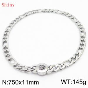 750×11mm Masculina Chains Bulk Gothic Cuban Link Necklace For Man Silver Color Skull Clasp NK Chain Stainless Steel Thick Figaro Collar Choker - KN238889-Z