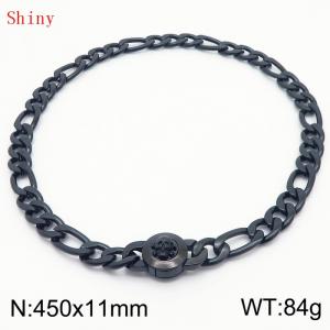 450×11mm Masculina Chains Bulk Gothic Cuban Link Necklace For Man Black Color Skull Clasp NK Chain Stainless Steel Thick Figaro Collar Choker - KN238890-Z
