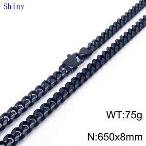 65cm Black Color Stainless Steel Shiny Cuban Link Chain Necklace For Men - KN239075-Z