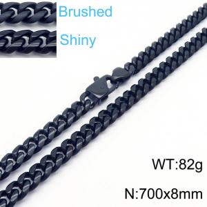 70cm Black Color Stainless Steel Shiny Brushed Cuban Link Chain Necklace For Men - KN239132-Z