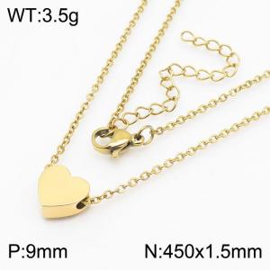 Japan and Korea wind vacuum plating gold heart-shaped stainless steel ladies stainless steel o-chain necklace - KN239505-KFC