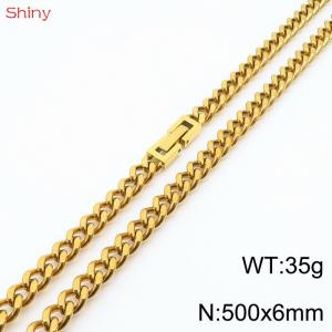 Fashionable and personalized 6mm50cm stainless steel polished Cuban chain necklace - KN249783-Z
