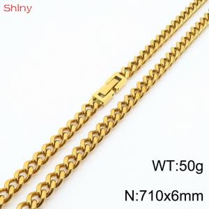Fashionable and personalized 6mm71cm stainless steel polished Cuban chain necklace - KN249787-Z