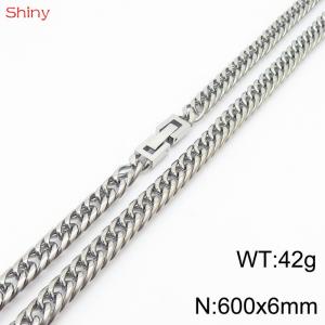 Fashionable and personalized 6mm60cm stainless steel polished whip chain necklace - KN249820-Z
