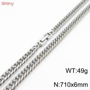 Fashionable and personalized 6mm71cm stainless steel polished whip chain necklace - KN249822-Z