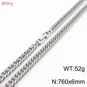 Fashionable and personalized 6mm76cm stainless steel polished whip chain necklace - KN249823-Z