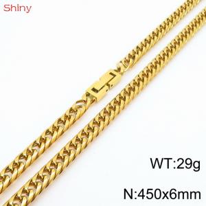 Fashionable and personalized 6mm45cm stainless steel polished whip chain necklace - KN249824-Z