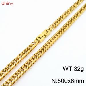 Fashionable and personalized 6mm50cm stainless steel polished whip chain necklace - KN249825-Z