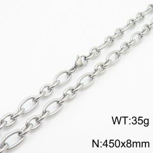 Personalized steel color 450 * 8mm O-chain titanium steel necklace - KN249955-Z