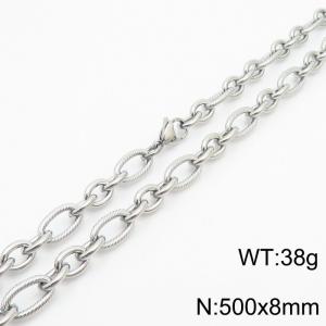Personalized Steel Color 500 * 8mm O-shaped Chain Titanium Steel Necklace - KN249956-Z