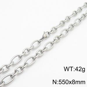 Personalized Steel Color 550 * 8mm O-shaped Chain Titanium Steel Necklace - KN249957-Z