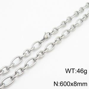 Personalized Steel Color 600 * 8mm O-shaped Chain Titanium Steel Necklace - KN249958-Z