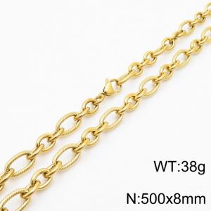 Personalized Gold 500 * 8mm O-Chain Titanium Steel Necklace - KN249963-Z