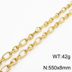 Personalized Gold 550 * 8mm O-chain Titanium Steel Necklace - KN249964-Z