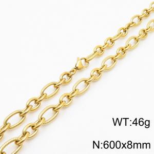 Personalized Gold 600 * 8mm O-chain Titanium Steel Necklace - KN249965-Z