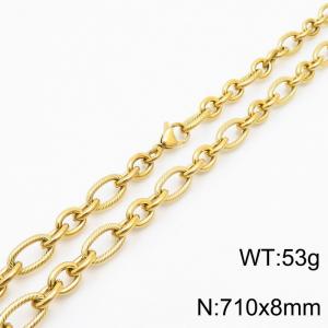 Personalized Gold 710 * 8mm O-chain Titanium Steel Necklace - KN249967-Z