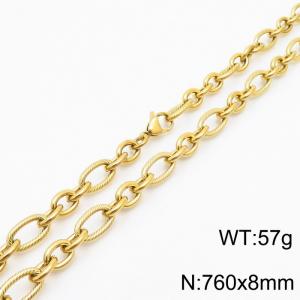 Personalized Gold 760 * 8mm O-chain Titanium Steel Necklace - KN249968-Z