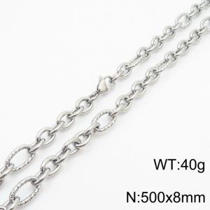 8*500mm Japanese and Korean wind machine weaving boiled steel color stainless steel men necklace - KN249977-Z
