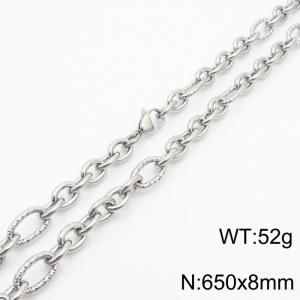 8*650mm Japanese and Korean wind machine weaving boiled steel color stainless steel men necklace - KN249980-Z
