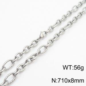 8*710mm Japanese and Korean wind machine weaving boiled steel color stainless steel men necklace - KN249981-Z