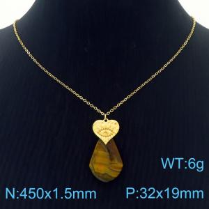 450x1.5mm O-Chain  Fit with Gold ColorHearts and  and Orange Stone Necklaces for Men's Stainless Steel Jewelry - KN250324-FA