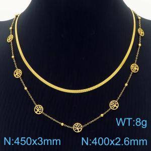 SS Gold-Plating Necklace - KN250488-HM