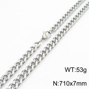 7mm 71cm stylish and minimalist stainless steel silvery Cuban chain necklace - KN250988-Z