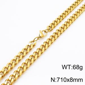 8mm 71cm stylish and minimalist stainless steel gold Cuban chain necklace - KN250995-Z