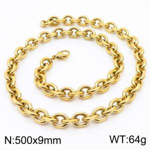 Stainless steel gold edged O-chain necklace - KN251159-Z