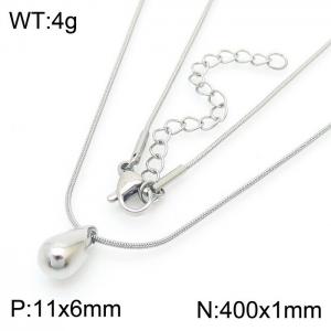 European and American fashion stainless steel snake bone chain water drop pendant temperament versatile silver necklace - KN281706-KFC