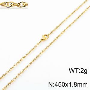 450x1.8mm Gold Plated Link Chain Necklace Stainless Steel Rope Chain Necklace Wholesale Jewelry - KN282061-Z