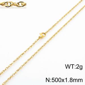 500x1.8mm Gold Plated Link Chain Necklace Stainless Steel Rope Chain Necklace Wholesale Jewelry - KN282062-Z