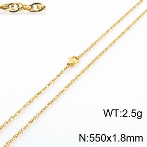 550x1.8mm Gold Plated Link Chain Necklace Stainless Steel Rope Chain Necklace Wholesale Jewelry - KN282063-Z