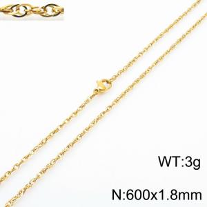 600x1.8mm Gold Plated Link Chain Necklace Stainless Steel Rope Chain Necklace Wholesale Jewelry - KN282064-Z