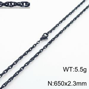 650x2.3mm Black Plated Link Chain Necklace Stainless Steel Rope Chain Necklace Jewelry - KN282072-Z