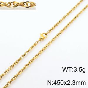 450x2.3mm Gold Plated Link Chain Necklace Stainless Steel Rope Chain Necklace Wholesale Jewelry - KN282082-Z