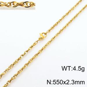 550x2.3mm Gold Plated Link Chain Necklace Stainless Steel Rope Chain Necklace Wholesale Jewelry - KN282084-Z