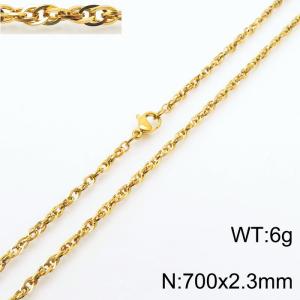 700x2.3mm Gold Plated Link Chain Necklace Stainless Steel Rope Chain Necklace Wholesale Jewelry - KN282087-Z