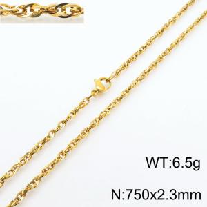 750x2.3mm Gold Plated Link Chain Necklace Stainless Steel Rope Chain Necklace Wholesale Jewelry - KN282088-Z