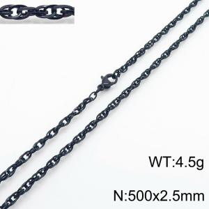500x2.8mm Black Plated Link Chain Necklace Stainless Steel Rope Chain Necklace Jewelry - KN282090-Z