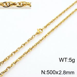 500x2.8mm Gold Plated Link Chain Necklace Stainless Steel Rope Chain Necklace Wholesale Jewelry - KN282104-Z